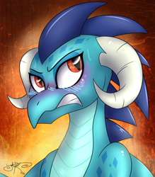 Size: 3064x3496 | Tagged: safe, artist:jorobro, imported from derpibooru, princess ember, dragon, blushing, bust, female, portrait, solo