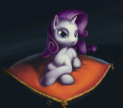 Size: 3022x2662 | Tagged: safe, artist:draconidsmxz, imported from derpibooru, rarity, pony, unicorn, female, horn, looking at you, lying down, pillow, prone, solo