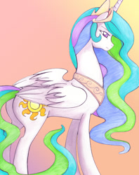 Size: 1600x2025 | Tagged: safe, artist:rinkulover4ever50592, imported from derpibooru, princess celestia, alicorn, pony, butt, female, mare, plot, solo