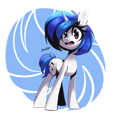 Size: 3728x3485 | Tagged: safe, artist:sourspot, imported from derpibooru, dj pon-3, vinyl scratch, pony, unicorn, female, horn, looking at you, missing accessory, open mouth, simple background, solo