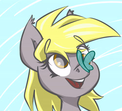 Size: 5500x5000 | Tagged: safe, artist:megagibs, imported from derpibooru, derpy hooves, butterfly, pegasus, pony, bust, butterfly on nose, cute, derpabetes, ear fluff, ear tufts, eyebrows, eyebrows visible through hair, female, insect on nose, mare, open mouth, open smile, portrait, smiling, solo