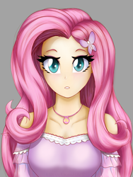 Size: 1668x2224 | Tagged: safe, artist:astevenamedwolf, imported from derpibooru, fluttershy, equestria girls, bust, female, geode of fauna, magical geodes, portrait, simple background, solo