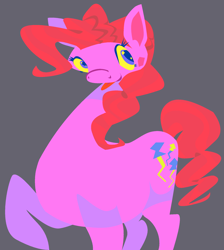 Size: 1930x2150 | Tagged: safe, artist:lockssteps, imported from derpibooru, pinkie pie, earth pony, pony, :p, autism creature, colored, female, flat colors, lineless, mare, raised hoof, simple background, solo, tongue out