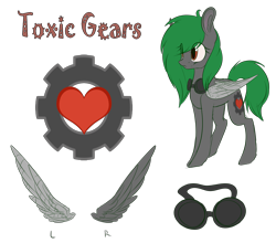 Size: 3416x3000 | Tagged: safe, artist:sleepicookie, imported from derpibooru, oc, oc:toxic gears, pegasus, pony, female, goggles, mare, reference sheet, simple background, solo, transparent background