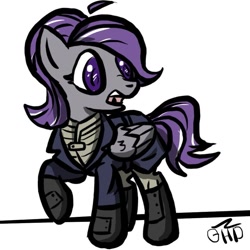 Size: 801x800 | Tagged: safe, artist:gold_hd2017, imported from derpibooru, oc, oc:morning glory (project horizons), pegasus, pony, fallout equestria, fallout equestria: project horizons, clothes, fanfic art, female, mare, solo