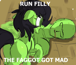 Size: 946x808 | Tagged: safe, artist:anonymous, imported from twibooru, oc, oc only, oc:anon, oc:filly anon, pony, /mlp/, 4chan, angry, butt, drawthread, duo, female, filly, floppy ears, image, plot, png, raised leg, self ponidox