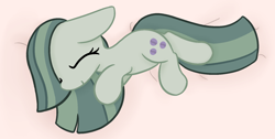 Size: 1862x935 | Tagged: safe, artist:violavaquita, marble pie, earth pony, pony, bed, sleeping, smiling, solo