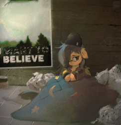 Size: 2222x2288 | Tagged: safe, artist:rvsd, imported from derpibooru, oc, oc only, pegasus, pony, beanie, blanket, clothes, female, glasses, hat, jacket, mare, solo, voices of the void