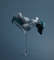 Size: 979x1080 | Tagged: safe, artist:pankarl, imported from derpibooru, oc, oc:delta vee, earth pony, pony, semi-anthro, 3d, blender, cup, cup of pony, female, glass of pony, human shoulders, mare, martini glass, micro, solo, spaceponyos