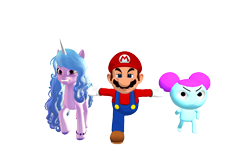 Size: 1920x1200 | Tagged: safe, artist:puzzlshield2, imported from derpibooru, izzy moonbow, pony, 3d, come and learn with pibby!, crossover, g5, mario, mmd, pibby, png, running, simple background, smg4, super mario, transparent background