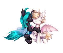 Size: 1856x1560 | Tagged: safe, artist:khvorost162, imported from derpibooru, oc, bat pony, changeling, pony, commission