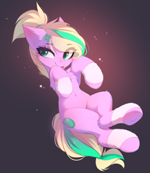 Size: 3364x3856 | Tagged: safe, alternate version, artist:empress-twilight, imported from derpibooru, oc, oc only, oc:emerald bubble, earth pony, pony, :p, belly, belly button, blushing, cheek fluff, chest fluff, clothes, commission, cute, ear fluff, eye clipping through hair, eyebrows, eyebrows visible through hair, female, flower, flower in hair, leg fluff, leg warmers, mare, smiling, solo, tail, tongue out, two toned mane, two toned tail, underhoof, ych result