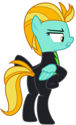 Size: 3627x5978 | Tagged: safe, artist:ejlightning007arts, imported from derpibooru, lightning dust, pegasus, pony, angry, bipedal, butt, clothes, female, lightning butt, mare, plot, pose, simple background, solo, transparent background, uniform, vector, washouts uniform