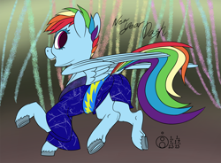 Size: 1500x1106 | Tagged: safe, artist:sepiakeys, imported from derpibooru, rainbow dash, pony, clothes, kimono (clothing), solo