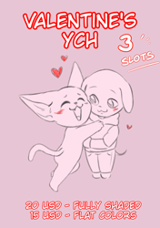 Size: 2039x2893 | Tagged: safe, artist:natt333, imported from derpibooru, anthro, cat, dog, advertisement, chibi, commission, commission info, community related, holiday, valentine's day, ych sketch, your character here