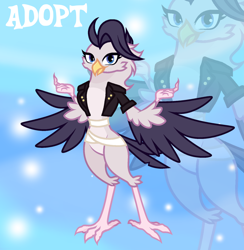 Size: 1280x1311 | Tagged: safe, artist:vi45, imported from derpibooru, oc, oc only, anthro, bird, clothes, female, ornithian, solo, vest, zoom layer