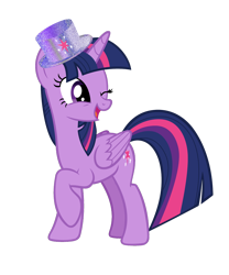 Size: 2370x2847 | Tagged: safe, artist:lizzmcclin, imported from derpibooru, twilight sparkle, alicorn, pony, female, happy new year, hat, holiday, simple background, solo, transparent background, twilight sparkle (alicorn), vector