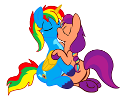 Size: 1280x977 | Tagged: safe, artist:shieldwingarmorofgod, imported from derpibooru, sunny starscout, oc, oc:shield wing, alicorn, earth pony, alicorn oc, canon x oc, female, french kiss, g5, horn, kissing, male, shipping, simple background, straight, transparent background, vector, wings