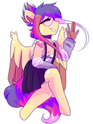 Size: 1242x1654 | Tagged: safe, artist:amiicommissions, imported from derpibooru, oc, oc:cookie, anthro, pegasus, pony, unguligrade anthro, clothes, glasses, shirt, simple background, skirt, solo, suspenders, transparent background