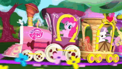 Size: 1280x720 | Tagged: safe, imported from derpibooru, applejack, cherry pie, diamond rose, fluttershy, pinkie pie, rainbow dash, rarity, spike, sweetie belle, twilight sparkle, dragon, earth pony, human, pegasus, pony, unicorn, 2011, animated, bipedal, canterlot, carousel boutique, commercial, figure, friendship express, golden oaks library, horn, irl, irl human, locomotive, looking at you, luggage, mixed media, my little pony logo, official, one eye closed, photo, pinkie pie operating a locomotive, ponyville, sound, steam locomotive, sugarcube corner, suitcase, sweet apple acres, target demographic, toy, toy train, train, unicorn twilight, webm, wink, winking at you, youtube link