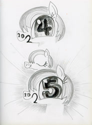 Size: 2937x4000 | Tagged: safe, artist:ja0822ck, imported from derpibooru, pony, 2024, 2025, blinking, female, happy new year, holiday, mare, traditional art