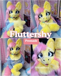 Size: 700x875 | Tagged: safe, artist:belovedfoxx, imported from derpibooru, fluttershy, fursuit, irl, multiple views, photo, ponysuit, solo