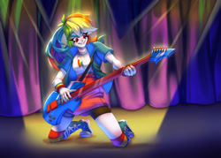 Size: 1772x1267 | Tagged: safe, artist:skobkazavr, imported from derpibooru, rainbow dash, equestria girls, guitar, musical instrument