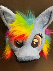 Size: 794x1059 | Tagged: safe, artist:tigerpawdesignstudio, imported from derpibooru, rainbow dash, fursuit head, irl, photo, solo