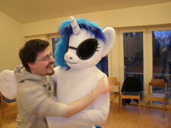 Size: 3648x2736 | Tagged: safe, artist:atalonthedeer, imported from derpibooru, dj pon-3, vinyl scratch, human, 2013, duo, fursuit, indoors, irl, irl human, photo, ponysuit, wwu