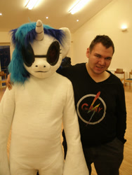 Size: 2736x3648 | Tagged: safe, artist:atalonthedeer, imported from derpibooru, dj pon-3, vinyl scratch, human, 2013, duo, fursuit, indoors, irl, irl human, photo, ponysuit, wwu