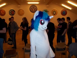 Size: 2304x1728 | Tagged: safe, artist:atalonthedeer, imported from derpibooru, dj pon-3, vinyl scratch, human, 2013, fursuit, indoors, irl, irl human, photo, ponysuit, solo focus, wwu