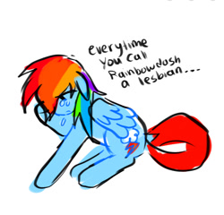 Size: 1160x1114 | Tagged: safe, artist:poniesinmyhead, imported from derpibooru, rainbow dash, pegasus, pony, blue coat, crying, multicolored hair, rainbow hair, simple background, solo, white background