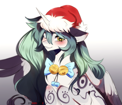 Size: 3733x3206 | Tagged: safe, artist:krissstudios, imported from derpibooru, oc, alicorn, pony, christmas, colored wings, hat, holiday, santa hat, solo, two toned wings, wings