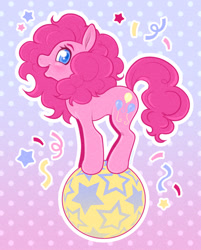 Size: 2048x2541 | Tagged: safe, artist:pinxpony, imported from derpibooru, pinkie pie, earth pony, pony, ball, solo