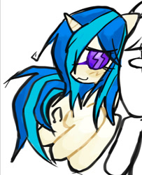 Size: 697x858 | Tagged: safe, artist:poniesinmyhead, imported from derpibooru, dj pon-3, vinyl scratch, pony, unicorn, female, glasses, horn, mare, smiling, solo