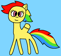 Size: 909x840 | Tagged: safe, artist:the-rainbow-nigga420, imported from derpibooru, skydancer, pegasus, pony, adorabledancer, blue background, closed mouth, cute, cyan background, female, g1, g1 to g4, generation leap, light blue background, mare, ms paint, simple background, smiling, solo