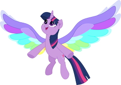 Size: 4254x3000 | Tagged: safe, artist:cloudy glow, imported from derpibooru, twilight sparkle, alicorn, pony, colored wings, female, flying, multicolored wings, my little pony, my little pony: rainbow roadtrip, rainbow wings, simple background, solo, transparent background, twilight sparkle (alicorn), vector, wings