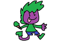 Size: 942x566 | Tagged: safe, imported from twibooru, spike, dragon, human, equestria girls, adorable face, boots, clothes, cute, green, green hair, human spike, humanized, ice cream cone, image, png, purple skin, shoes, shorts, silly, silly face, solo, tongue out