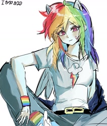 Size: 1478x1745 | Tagged: safe, artist:i870820, imported from derpibooru, rainbow dash, human, humanized, simple background, white background