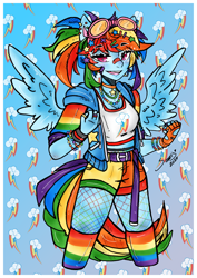 Size: 2500x3540 | Tagged: safe, artist:seuris1, imported from derpibooru, rainbow dash, anthro, human, equestria girls, element of generosity, element of honesty, element of kindness, element of laughter, element of loyalty, element of magic, elements of harmony, humanized, solo