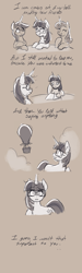 Size: 1080x3613 | Tagged: safe, artist:bkiltersot, imported from derpibooru, lemon hearts, minuette, moondancer, twilight sparkle, alicorn, amending fences, comic, comic strip, female, hot air balloon, mare, monochrome, my little pony, sad, text, twilight sparkle (alicorn), vent art