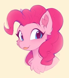 Size: 1429x1624 | Tagged: safe, artist:lerk, imported from derpibooru, pinkie pie, earth pony, pony, bust, cheek fluff, chest fluff, cute, diapinkes, ear fluff, female, looking at you, mare, open mouth, open smile, ponk, portrait, smiling, smiling at you, solo