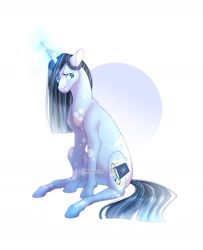 Size: 1262x1557 | Tagged: safe, artist:momoalistair, imported from derpibooru, oc, oc only, oc:gloomy rain, pony, unicorn, abstract background, braid, female, horn, mare, sitting, solo