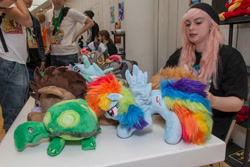 Size: 2500x1667 | Tagged: safe, imported from derpibooru, rainbow dash, tank, human, 2015, galacon, irl, irl human, photo, plushie, spread wings, wings