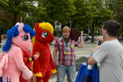 Size: 4928x3264 | Tagged: safe, imported from derpibooru, big macintosh, firefly, human, 2015, fursuit, g1, galacon, irl, irl human, outdoors, photo, ponysuit