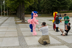 Size: 4323x2863 | Tagged: safe, imported from derpibooru, big macintosh, firefly, human, 2015, fursuit, g1, galacon, irl, irl human, outdoors, photo, ponysuit