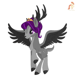 Size: 1390x1390 | Tagged: safe, artist:r4hucksake, imported from derpibooru, oc, oc:nightshade, deer, deer pony, original species, peryton, cloven hooves, concave belly, countershading, female, simple background, slender, solo, thin, transparent background