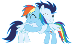 Size: 1280x791 | Tagged: safe, artist:soarindasher10, imported from derpibooru, rainbow dash, soarin', pegasus, pony, female, hug, male, mare, shipping, simple background, soarindash, stallion, straight, transparent background