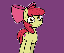 Size: 2048x1712 | Tagged: safe, artist:ewoudcponies, imported from derpibooru, apple bloom, earth pony, pony, female, filly, foal, frown, looking at you, purple background, simple background, solo