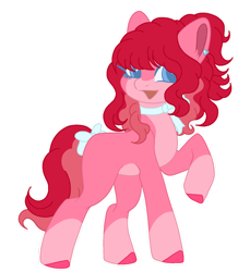 Size: 1280x1467 | Tagged: safe, artist:kaenashepard, imported from derpibooru, oc, oc only, oc:rosie pie, earth pony, pony, base used, blue eyes, blue pupils, bow, choker, clothes, coat markings, colored hooves, ear piercing, earring, earth pony oc, female, hooves, jewelry, mare, mare oc, offspring, pale belly, parent:big macintosh, parent:pinkie pie, parents:pinkiemac, piercing, pink coat, red mane, simple background, socks, socks (coat markings), solo, tail, tail bow, transparent background